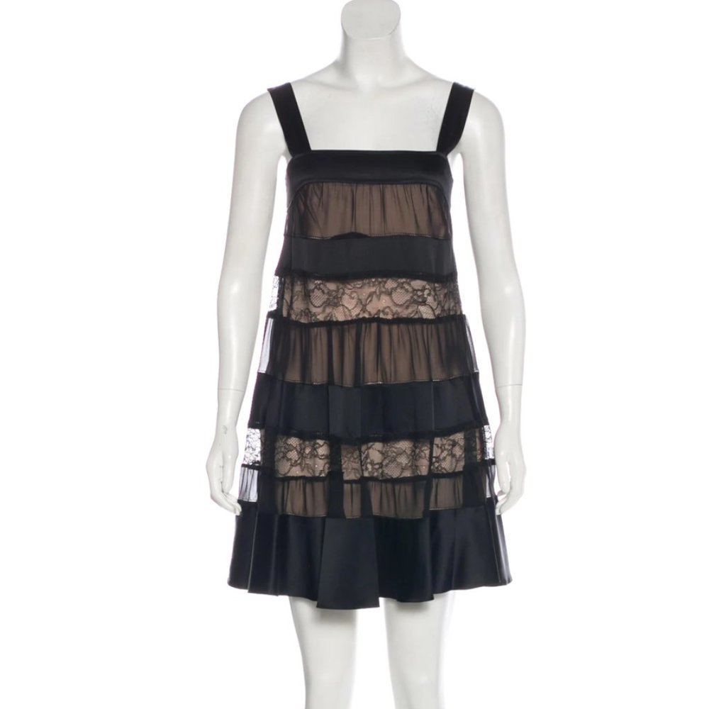 DIANE VON FURSTENBERG Abby Black Silk & Lace Dress